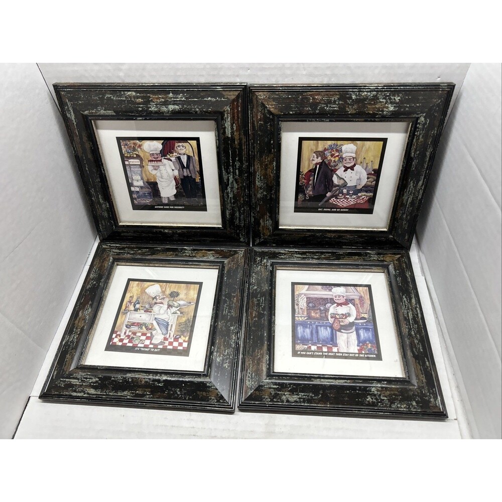 Pizza Chef Master Framed Art by Frank Harris - Lot of 4